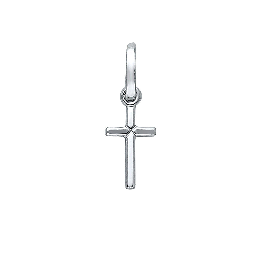 14K White Gold Solid Latin Cross (6X18 mm)