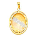 14K Yellow White Rose Gold CZ First Communion Pendant