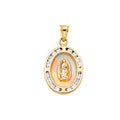 14K Yellow White Rose Gold CZ Virgen De Guadalupe Pend