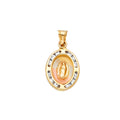 14K Yellow White Rose Gold CZ Virgen De Guadalupe Pendt