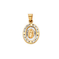 14K Two Tone Gold CZ Virgen De Guadalupe Pendt