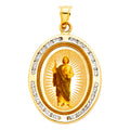 14K Yellow Gold CZ St. Jude Thaddeus Pic Pend