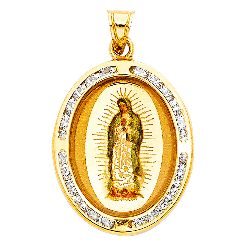 14K Yellow Gold CZ Virgen De Guadalupe Pic Pen