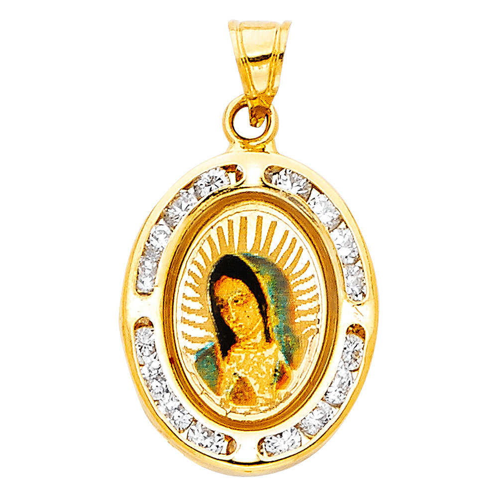 14K Yellow Gold CZ Virgen De Guadalupe Pic Pen