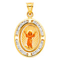 14K Yellow Gold CZ Divine Infant Jesus Medal