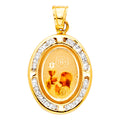 14K Yellow Gold CZ Round First Communion