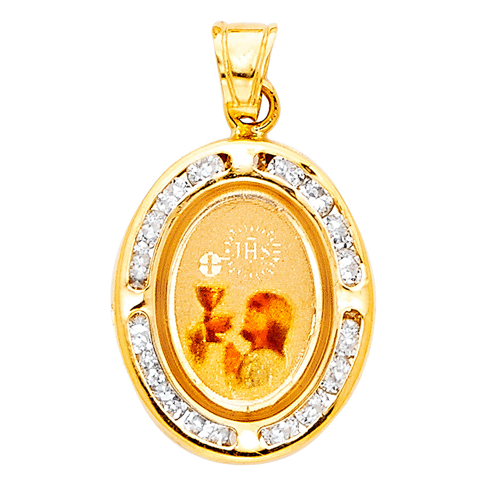 14K Yellow Gold CZ Round First Communion