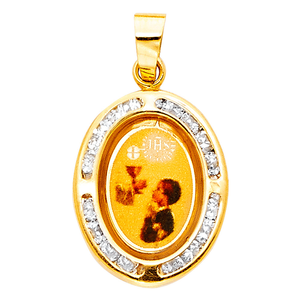 14K Yellow Gold CZ First Communion Pic Pendt