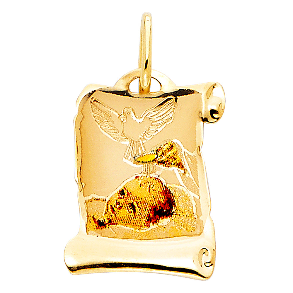 14K Yellow Gold Baptism Picture Pendant