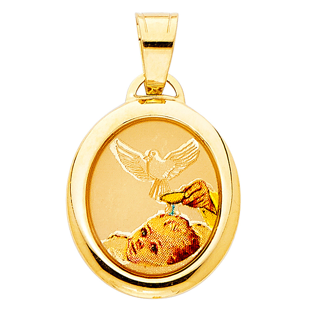 14K Yellow Gold Baptism Picture Pendant