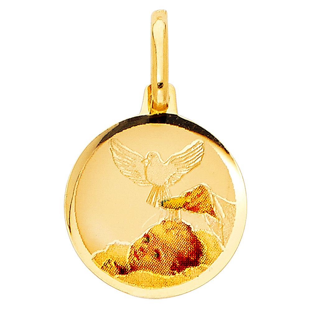 14K Yellow Gold Baptism Picture Pendant
