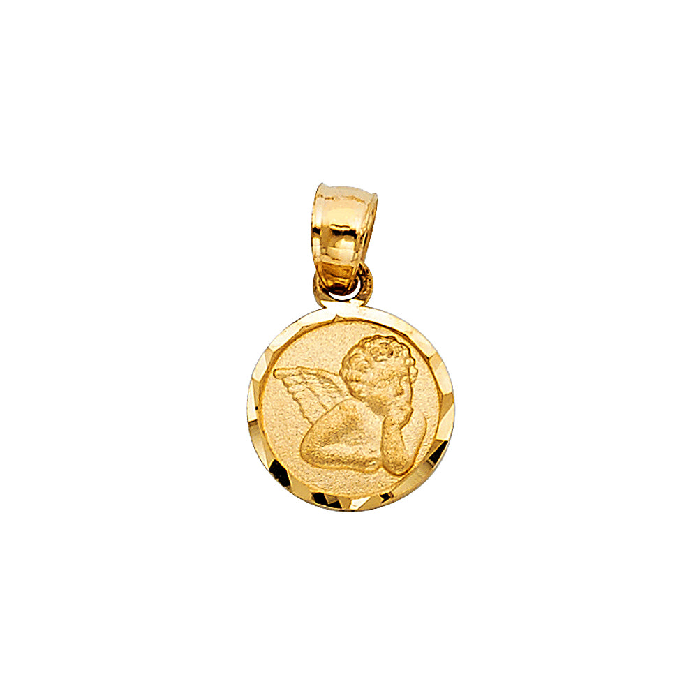 14K Yellow Gold Angel Pendant Small (10 mm Dia)