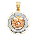 14K Yellow White Rose Gold Mi Bautizo Pendant Round Small