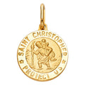 14K Yellow Gold St. Christopher Rnd Medal