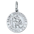 14K White Gold St. Christopher Rnd Medal