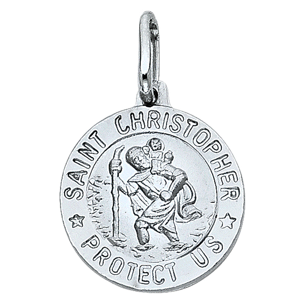 14K White Gold St. Christopher Rnd Medal