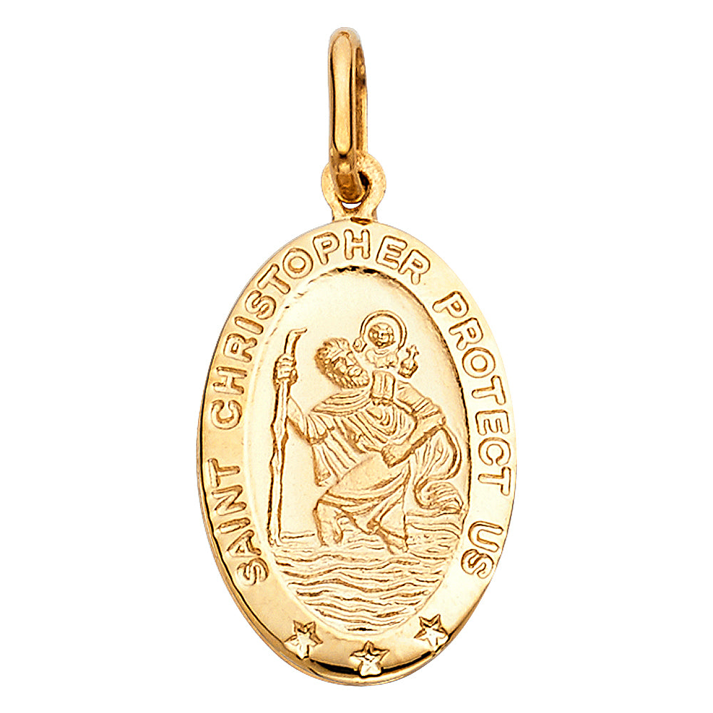 14K Yellow Gold St. Christopher Oval Medal