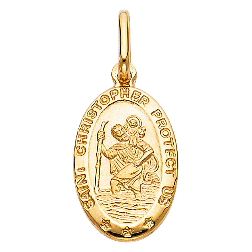 14K Yellow Gold St. Christopher Oval Medal
