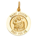 14K Yellow Gold St. Joseph Round Medal