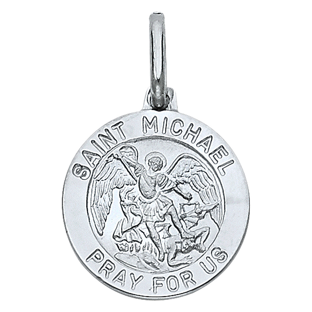 14K White Gold St. Michael Pendant (PT282W)