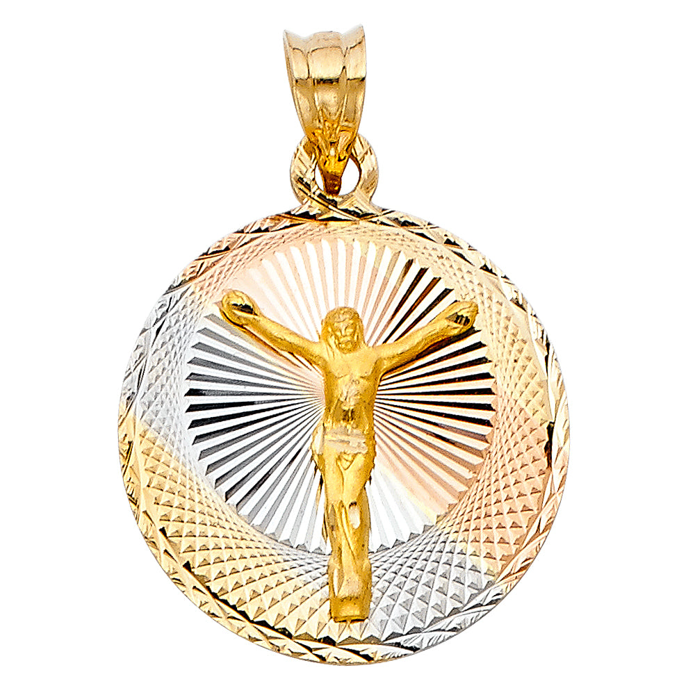 14K Yellow White Rose Gold Religious Stamp Pendant (PT294)