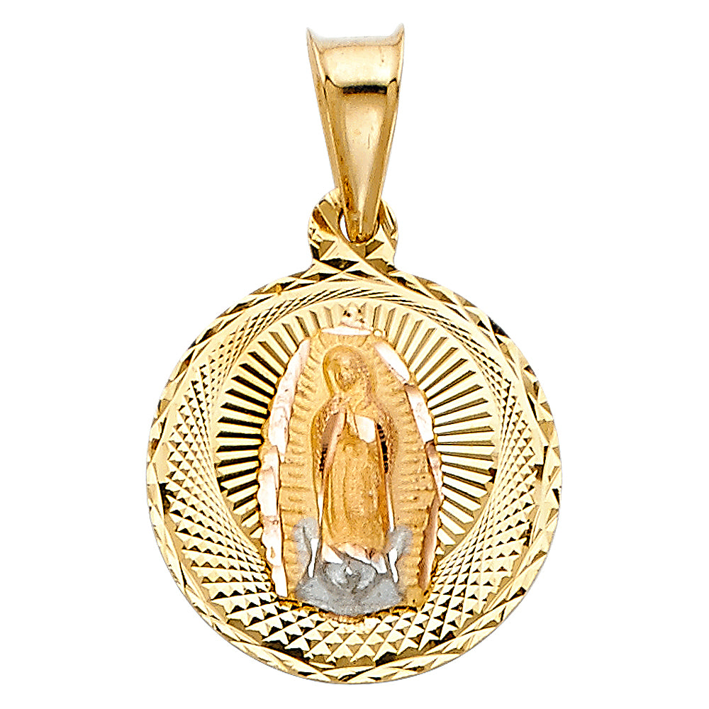 14K Two Tone Gold Religious Stamp Pendant (PT298)