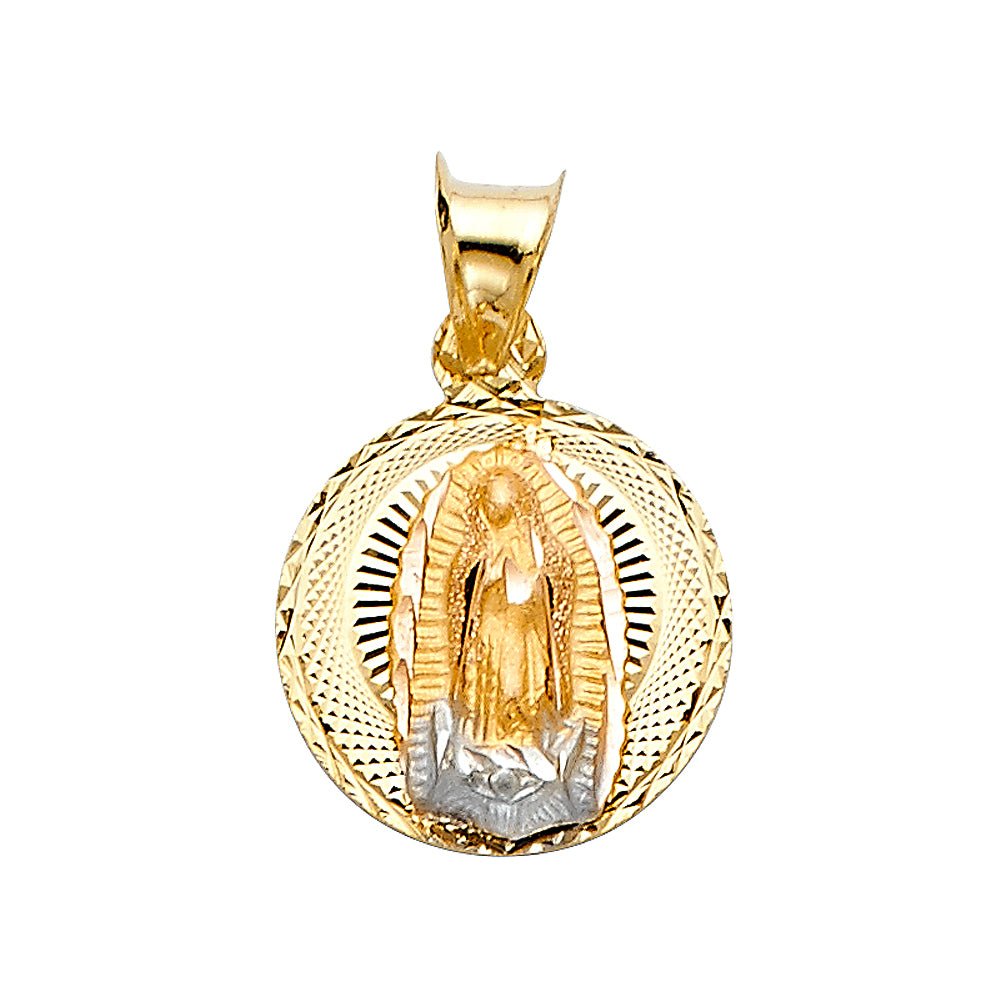 14K Two Tone Gold Religious Stamp Pendant (PT299)