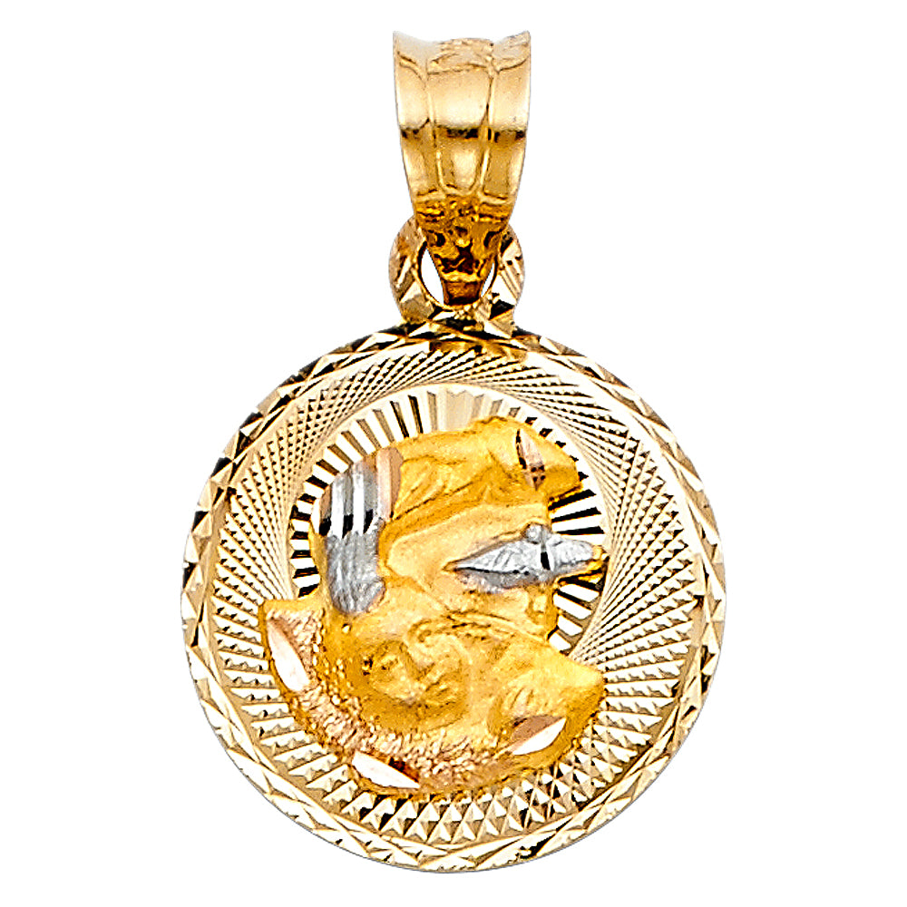 14K Yellow White Rose Gold Religious Stamp Pendant (PT306)