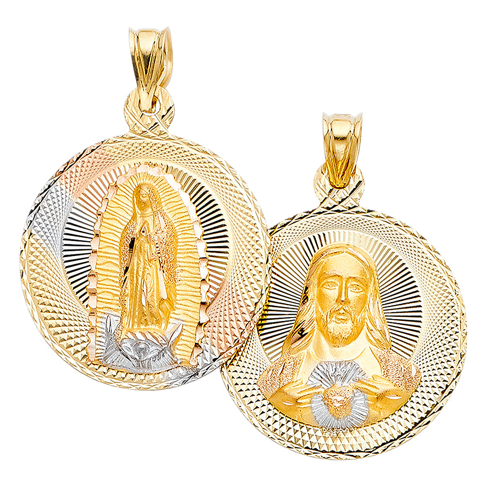 14K Yellow White Rose Gold Religious Stamp Pendant (PT310)