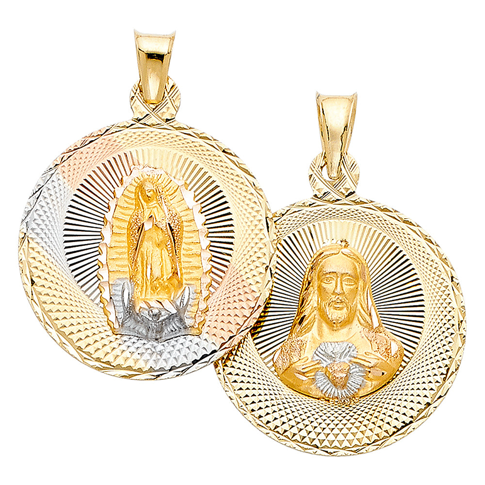 14K Yellow White Rose Gold Religious Stamp Pendant (PT311)