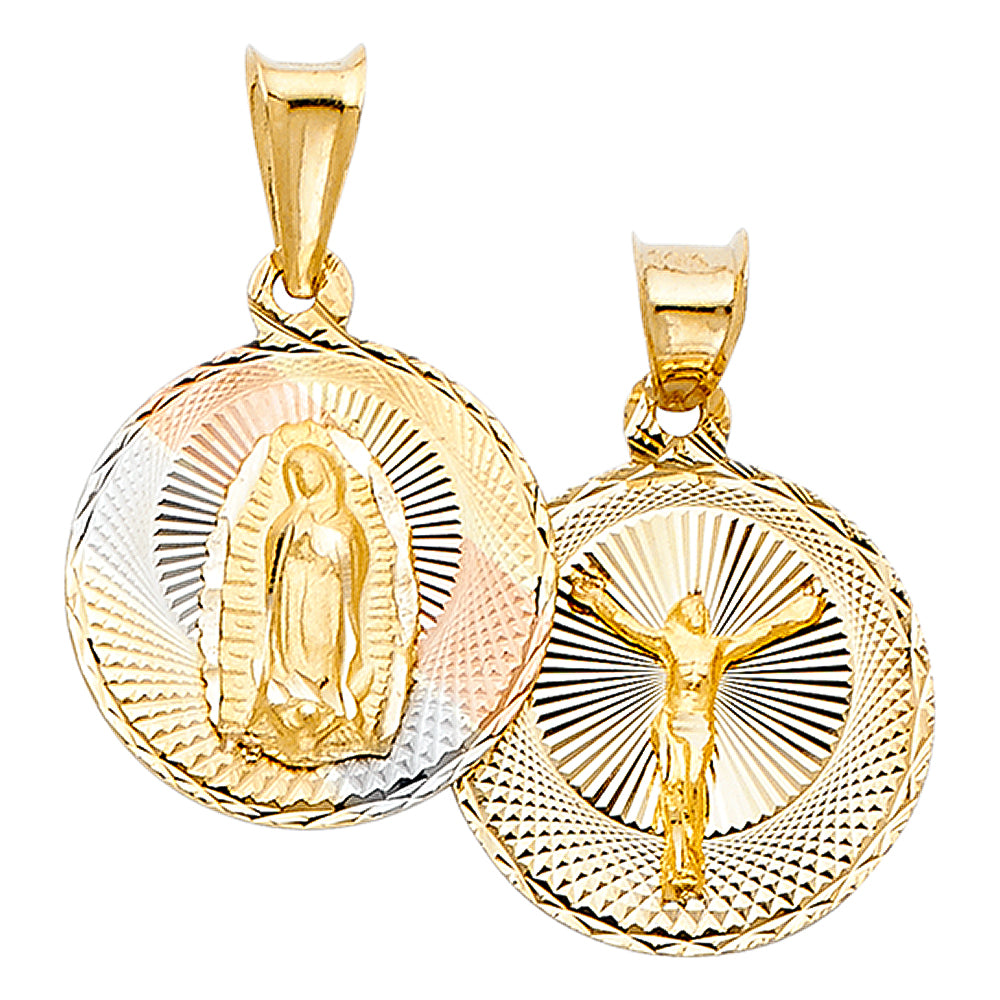 14K Yellow White Rose Gold Religious Stamp Pendant (PT313)