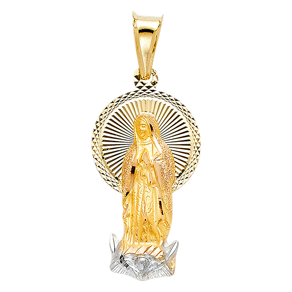 14K Two Tone Gold Religious Stamp Pendant (PT317)