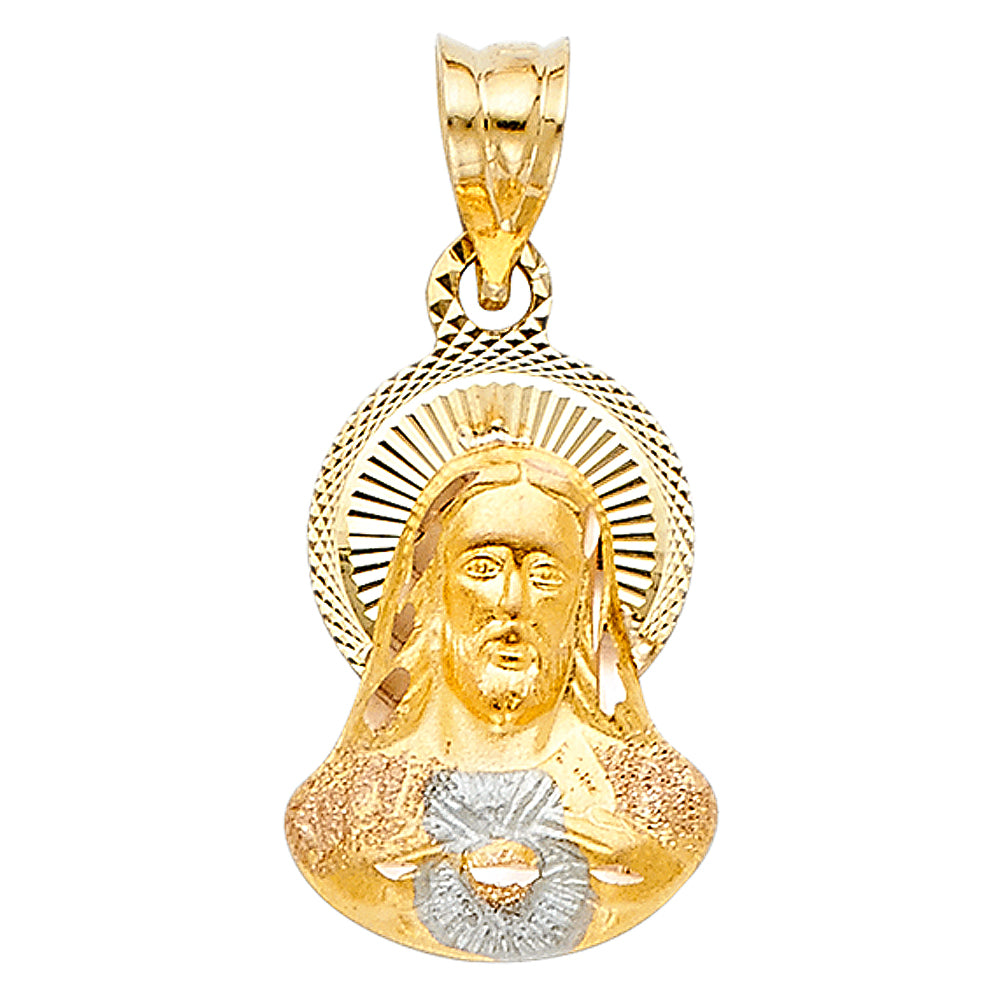 14K Two Tone Gold Religious Stamp Pendant (PT319)