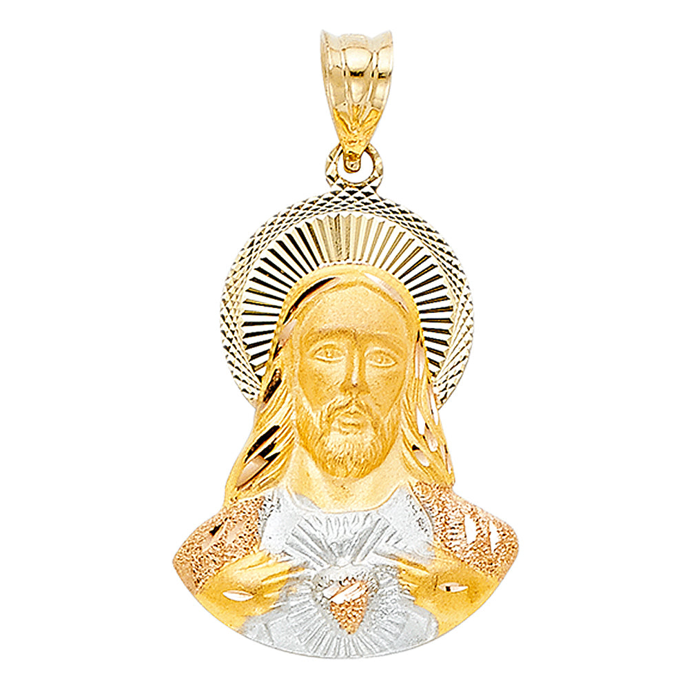 14K Yellow White Rose Gold Religious Stamp Pendant (PT320)