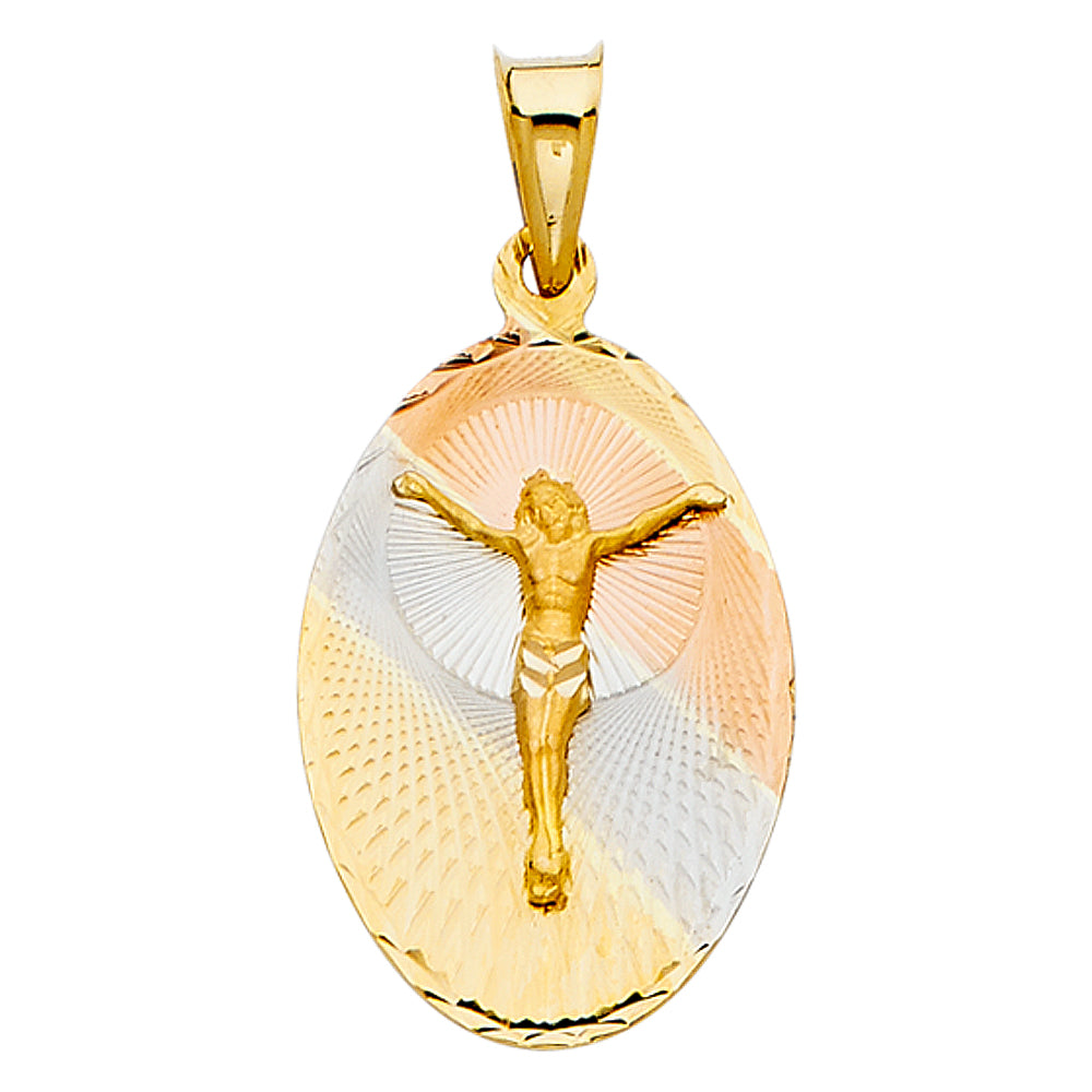 14K Yellow White Rose Gold Religious Stamp Pendant (PT324)