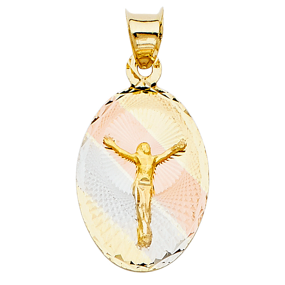 14K Yellow White Rose Gold Religious Stamp Pendant (PT325)