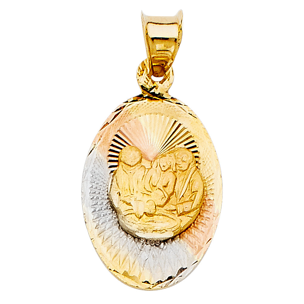 14K Yellow White Rose Gold Religious Stamp Pendant (PT327)