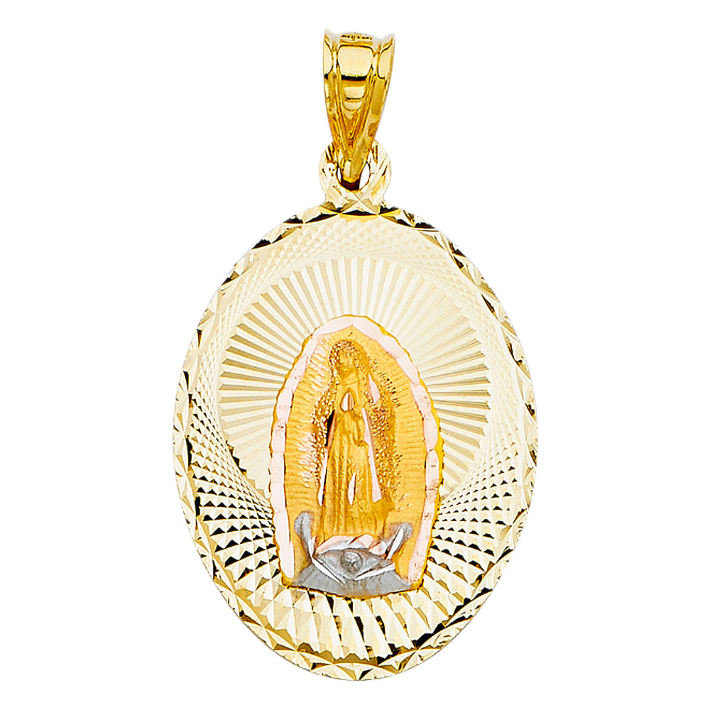 14K Two Tone Gold Religious Stamp Pendant (PT328)