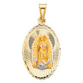 14K Two Tone Gold Religious Stamp Pendant (PT329)
