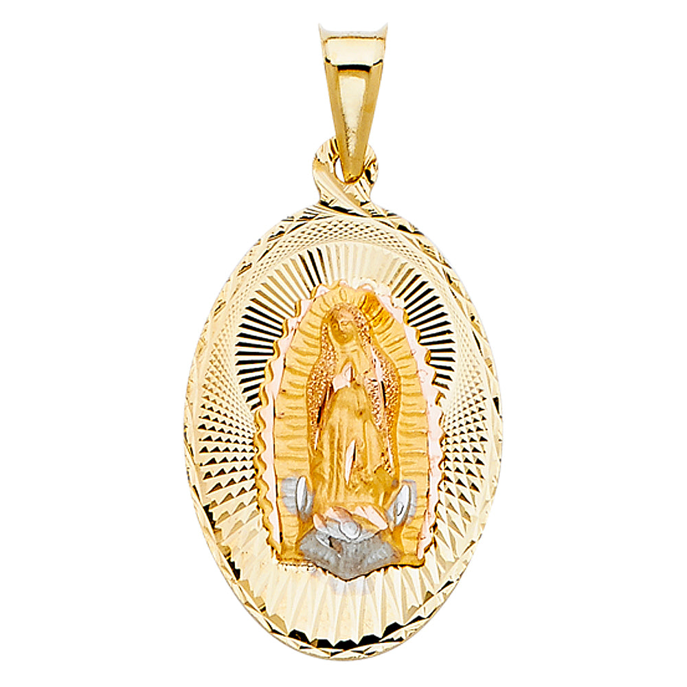 14K Two Tone Gold Religious Stamp Pendant (PT329)