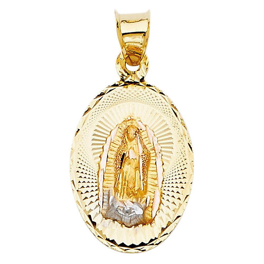 14K Two Tone Gold Religious Stamp Pendant (PT330)