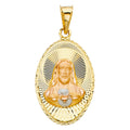 14K Two Tone Gold Religious Stamp Pendant (PT331)