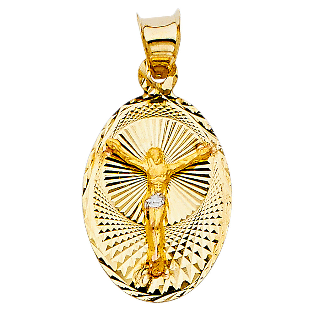 14K Two Tone Gold Religious Stamp Pendant (PT332)