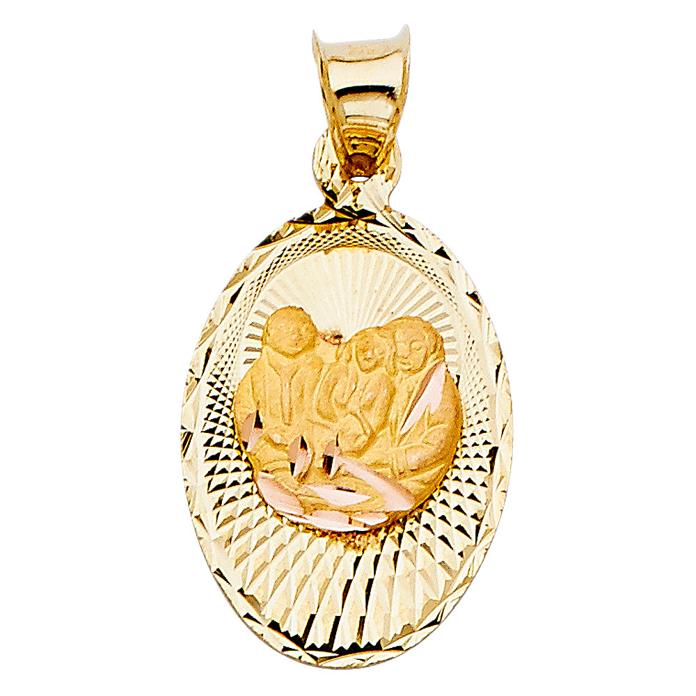 14K Yellow Gold Religious Stamp Pendant (PT333)