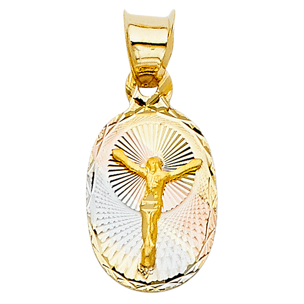 14K Yellow White Rose Gold Religious Stamp Pendant (PT338)