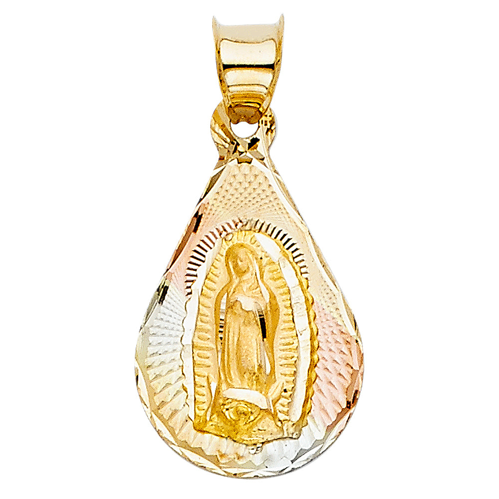 14K Yellow White Rose Gold Religious Stamp Pendant (PT343)