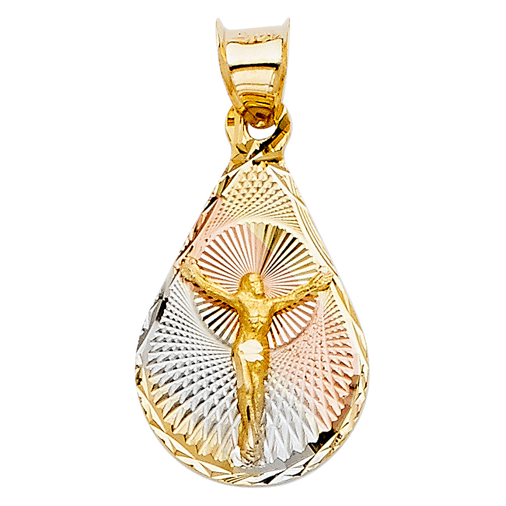 14K Yellow White Rose Gold Religious Stamp Pendant (PT344)