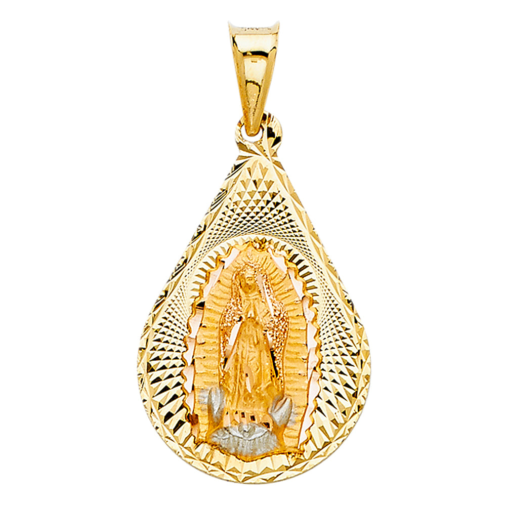 14K Two Tone Gold Religious Stamp Pendant (PT347)