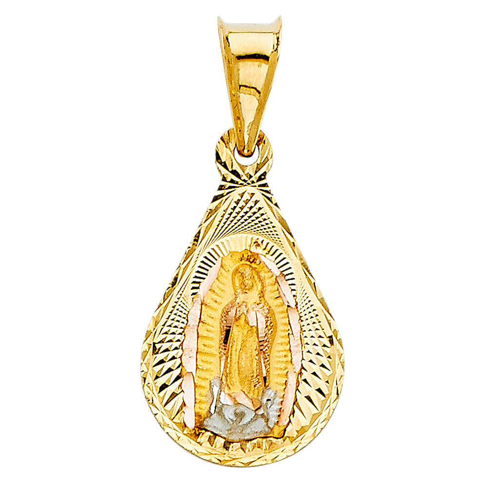 14K Two Tone Gold Religious Stamp Pendant (PT348)