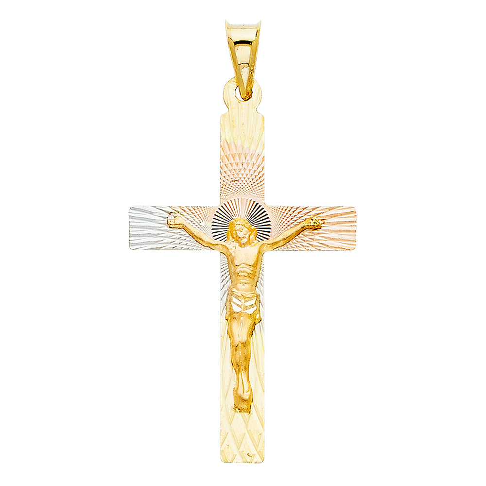 14K Yellow White Rose Gold Religious Stamp Pendant (PT350)
